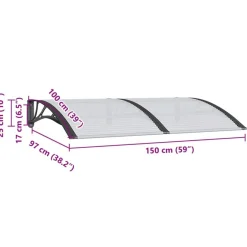 Auvent de porte Noir 150x100 cm Polycarbonate