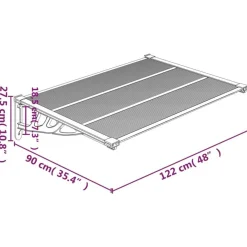 Auvent de porte Noir 122x90 cm Polycarbonate