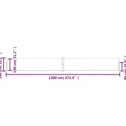 Auvent lateral retractable de patio 140x1200 cm Rouge