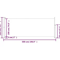 Auvent lateral retractable de patio 200x500 cm Gris