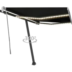 Auvent manuel retractable avec LED 350x250 cm Anthracite