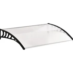 Auvent marquise de porte design voûté arrondi dim. 150L x 90l x 25H cm polycarbonate PP noir