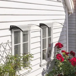 Auvent marquise de porte design voûté arrondi dim. 150L x 90l x 25H cm polycarbonate PP noir