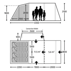 Auvent pour fourgon - KAMPA - Touring Air RH - Grand espace, fenetres larges, ventilations moustiquaires, chambre 4 personnes, m