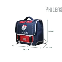 BAGTROTTER Cartable 38 cm Phileas Rugby Bleu - Le Plus Confortable des Cartables - Ergonomie/Confort/Sécurité - Système Smart Comfort