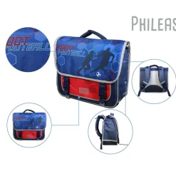 BAGTROTTER Cartable 38 cm Phileas Football Bleu - Le Plus Confortable des Cartables - Ergonomie/Confort/Sécurité - Système Smart Comfort