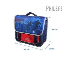 BAGTROTTER Cartable 38 cm Phileas Football Bleu - Le Plus Confortable des Cartables - Ergonomie/Confort/Sécurité - Système Smart Comfort