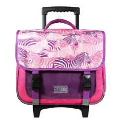 BAGTROTTER Cartable à roulettes 38 cm Phileas Rose Zèbre