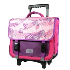 BAGTROTTER Cartable à roulettes 38 cm Phileas Rose Zèbre