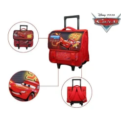 BAGTROTTER Cartable à roulettes 38 cm Disney Cars Rouge