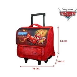 BAGTROTTER Cartable à roulettes 38 cm Disney Cars Rouge
