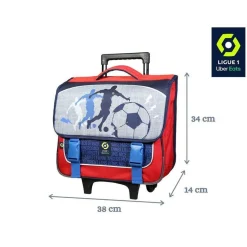 BAGTROTTER Cartable à roulettes 38 cm Ligue 1 Uber Eats Football Gris