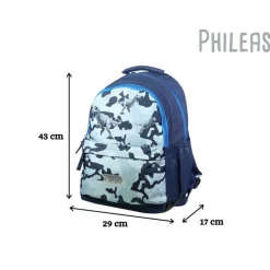 BAGTROTTER Sac à dos 2 compartiments Phileas Dinosaures Bleu - Le Plus Confortable des Sacs A Dos - Ergonomie/Confort/Sécurité - Système Smart Comfort