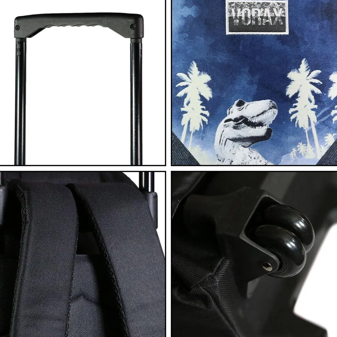 BAGTROTTER Sac à dos à roulettes Vorax Bleu Dinosaure Surf