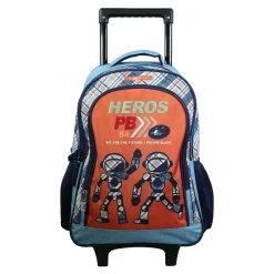 BAGTROTTER Sac à dos à roulettes Poivre Blanc Robots Orange