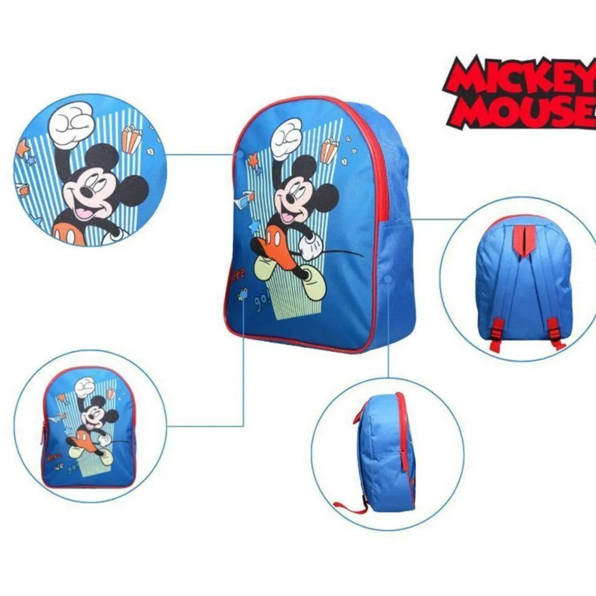 BAGTROTTER Sac à dos gouter maternelle 31 cm Disney Mickey Bleu