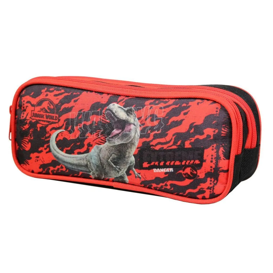 BAGTROTTER Trousse scolaire 2 compartiments Jurassic World Noire