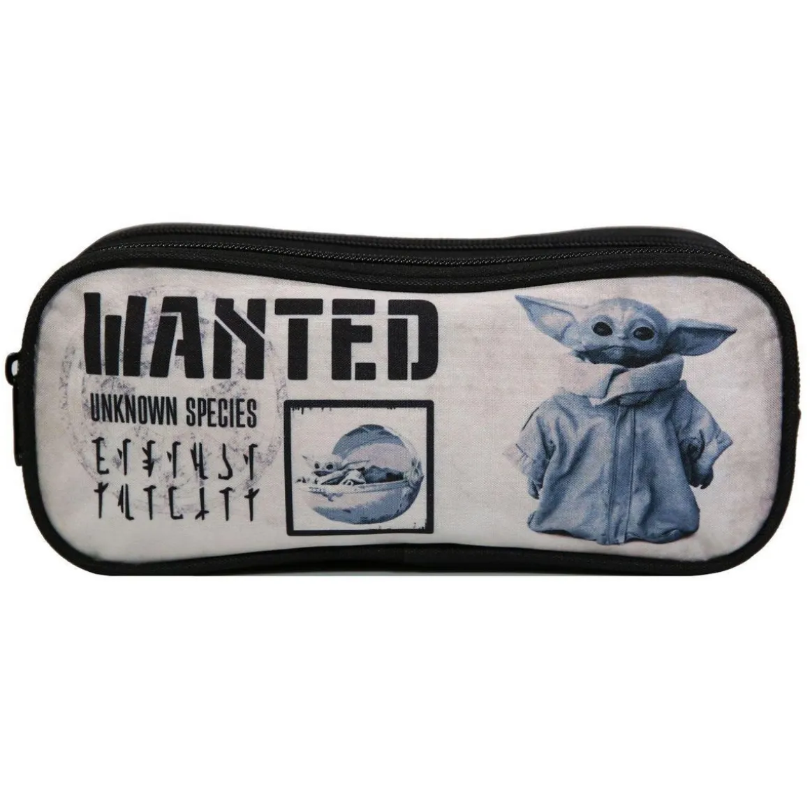 BAGTROTTER Trousse scolaire 2 compartiments Disney Star Wars / The Mandalorian Baby Yoda Noire