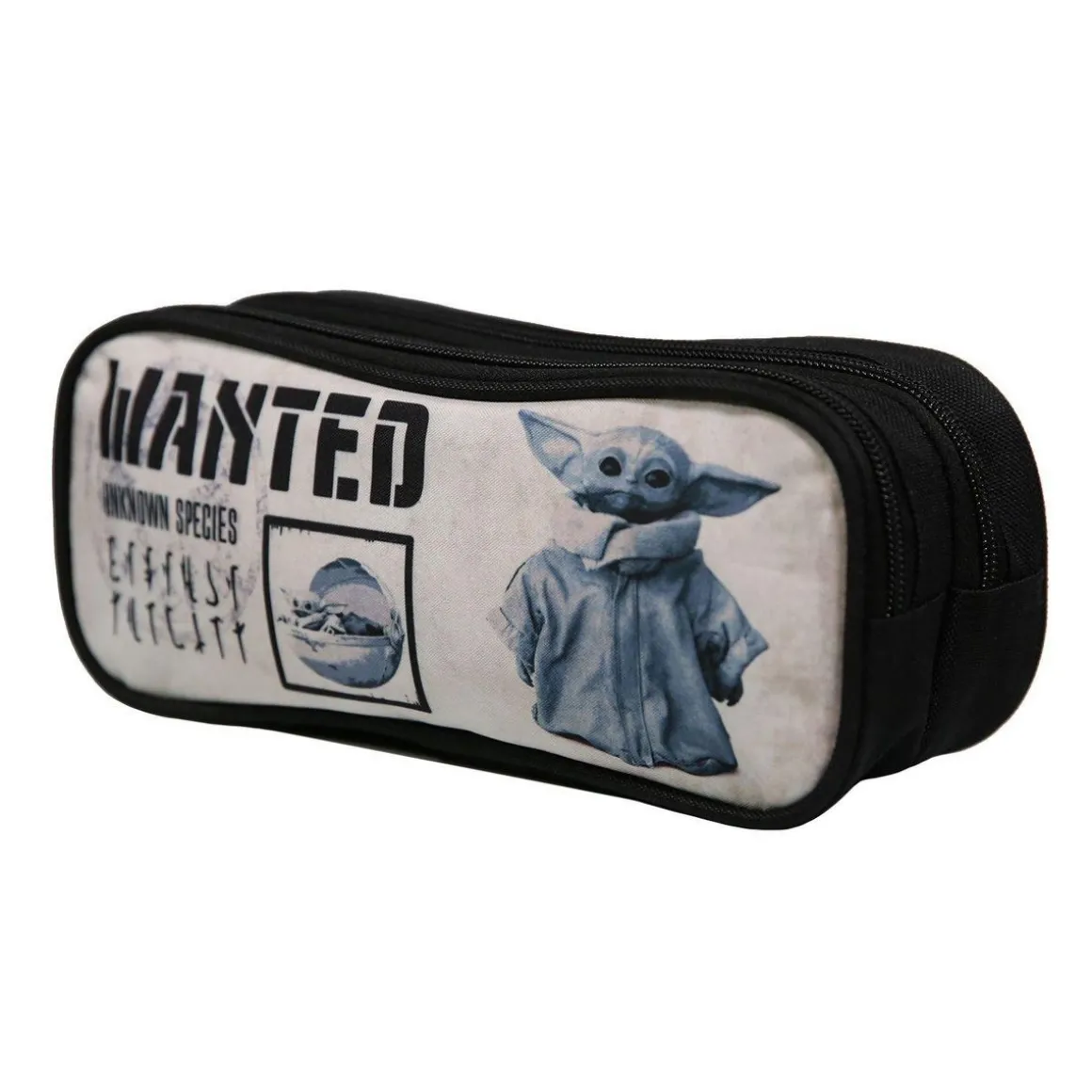 BAGTROTTER Trousse scolaire 2 compartiments Disney Star Wars / The Mandalorian Baby Yoda Noire