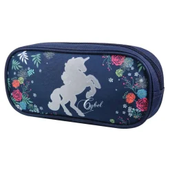 BAGTROTTER Trousse scolaire rectangulaire Cybel Cheval Licorne Bleu Fleurs