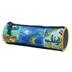 BAGTROTTER Trousse scolaire ronde Phileas Bleue Dinosaure