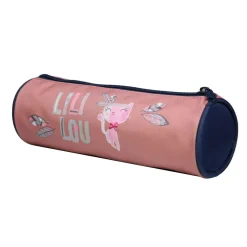 BAGTROTTER Trousse scolaire ronde Lili Lou Rose Plumes