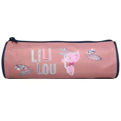 BAGTROTTER Trousse scolaire ronde Lili Lou Rose Plumes