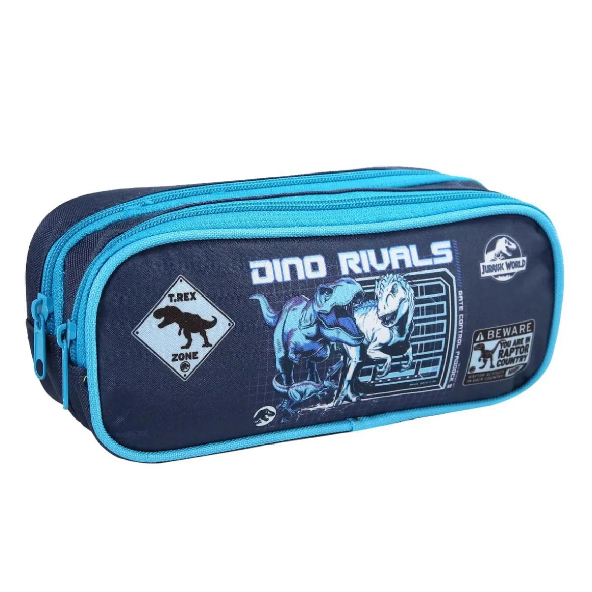 BAGTROTTER Trousse scolaire 2 compartiments Jurassic World Bleu
