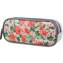 BAGTROTTER Trousse scolaire 2 compartiments Offshore Grise Fleurs