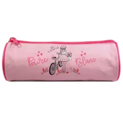 BAGTROTTER Trousse scolaire ronde Poivre Blanc Rose