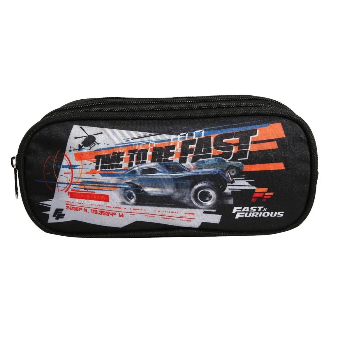 BAGTROTTER Trousse scolaire 2 compartiments Fast And Furious Noir