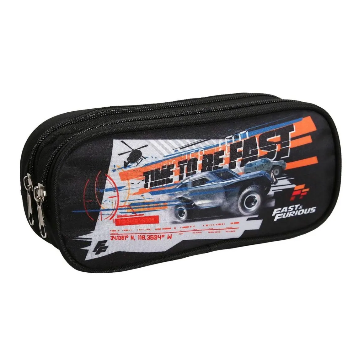 BAGTROTTER Trousse scolaire 2 compartiments Fast And Furious Noir