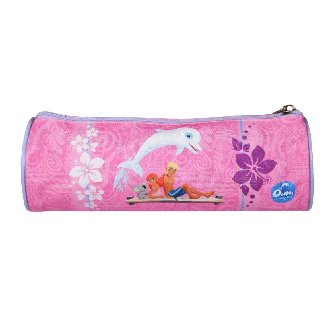 BAGTROTTER Trousse scolaire ronde Oum Le Dauphin Rose