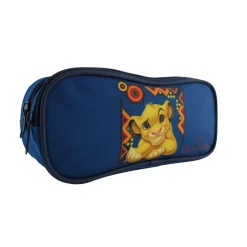 BAGTROTTER Trousse scolaire 2 compartiments Disney Le Roi Lion Simba Bleue