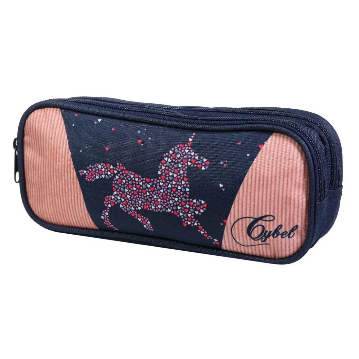 BAGTROTTER Trousse scolaire 2 compartiments Cybel Cheval Licorne Bleu