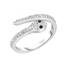 Bague serpent ajustable par SC Crystal ornée de deux véritables diamants noirs
