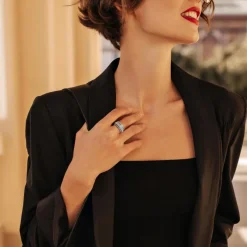 Bague taille 56 SC Crystal en acier ornée de cristaux scintillants