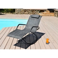 Bain de soleil pliant à bascule - Noir chiné - ELLYPSE