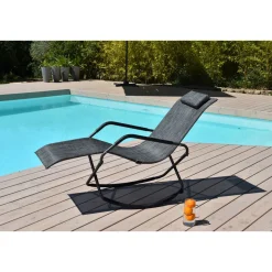 Bain de soleil pliant à bascule - Noir chiné - ELLYPSE