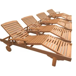Bain de soleil pliant en bois exotique Singapour - Maple - Marron clair - Lot de 4