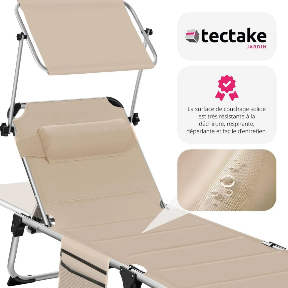 Bain de soleil rembourré, pliable