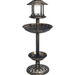 Bain decoratif pour oiseaux a LED a energie solaire Plastique