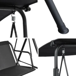 Balancelle de jardin pour deux personnes balancelle structure en acier. assise en textilène avec auvent inclus en polyester 160g/m2