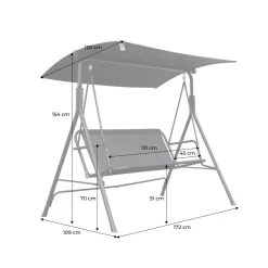Balancelle de jardin pour deux personnes balancelle structure en acier. assise en textilène avec auvent inclus en polyester 160g/m2