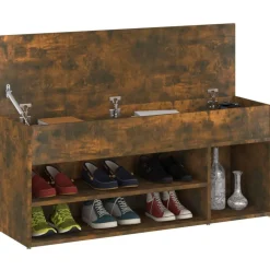 Banc a chaussures Chene fume 105x30x45 cm Bois d'ingenierie