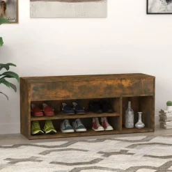 Banc a chaussures Chene fume 105x30x45 cm Bois d'ingenierie