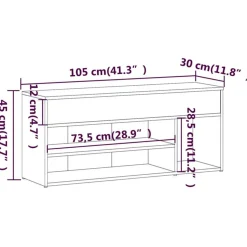 Banc a chaussures Chene fume 105x30x45 cm Bois d'ingenierie