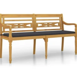 Banc Batavia avec coussin anthracite 150 cm Bois de teck massif
