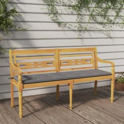 Banc Batavia avec coussin gris 150 cm Bois de teck massif