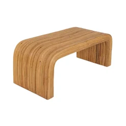 Banc. bout de lit en rotin naturel. 100cm. bords arrondis. L 100 x P 45 x H 40cm